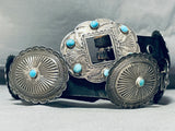One Of Best Vintage Native American Navajo Turquoise Sterling Silver Concho Belt-Nativo Arts