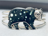 Detailed Stars In Sky Vintage Southwest Bear Sterling Silver Opal Bracelet-Nativo Arts