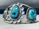 Rare Gilbert Turquoise! Old Deposit Vintage Native American Navajo Sterling Silver Bracelet-Nativo Arts