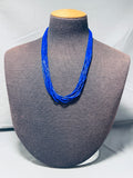 Tubes Of Lapis!! Authentic Native American Navajo Sterling Silver Necklace-Nativo Arts