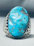 Robert Leekya Native American Zuni Channel Sleeping Beauty Turquoise Sterling Silver Ring-Nativo Arts