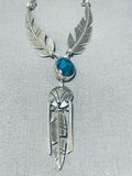 Fabulous Native American Navajo Bisbee Turquoise Sterling Silver Necklace-Nativo Arts