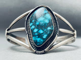 Important Indian Mountain Turquoise Vintage Native American Navajo Sterling Silver Bracelet-Nativo Arts
