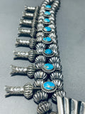 357 Grams!!!! Native American Navajo Turquoise Sterling Silver Squash Blossom Necklace-Nativo Arts
