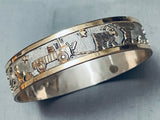 Floyd Becenti 1st Hallmark Vintage Native American Navajo Gold Sterling Silver Bangle Bracelet