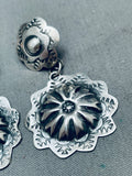 Yazzie Hand Tooled Vintage Native American Navajo Sterling Silver Earrings-Nativo Arts