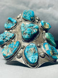 104 Grams Colossal Vintage Native American Navajo Turquoise Sterling Silver Bracelet-Nativo Arts