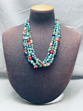 100 Grams Vintage Native American Navajo Old Kingman Turquoise Sterling Silver Necklace-Nativo Arts