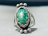 Fabulous Vintage Native American Navajo Cerrillos Turquoise Sterling Silver Ring-Nativo Arts