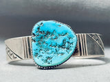 Chunky Nugget Turquoise Vintage Native American Navajo Sterling Silver Bracelet