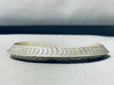 Gorgeous Native American Navajo Signed Sterling Silver Handstamped Tawny Willie Bracelet-Nativo Arts