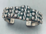 One Of The Best Button Vintage Native American Navajo Sterling Silver Bracelet Cuff-Nativo Arts