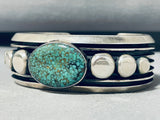 Rare Green #8 Turquoise Vintage Native American Navajo Sterling Silver Button Bracelet-Nativo Arts