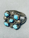 Outstanding Vintage Native American Navajo Kingman Turquoise Sterling Silver Ring-Nativo Arts