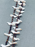 White Doves Vintage Navajo Tan Heishi Sterling Silver Necklace-Nativo Arts