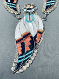 Best Vintage Native American Zuni Inlay Maiden Turquoise Sterling Silver Necklace-Nativo Arts