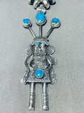 6 Inch Tall Vintage Native American Navajo Turquoise Sterling Silver Kachina Necklace-Nativo Arts