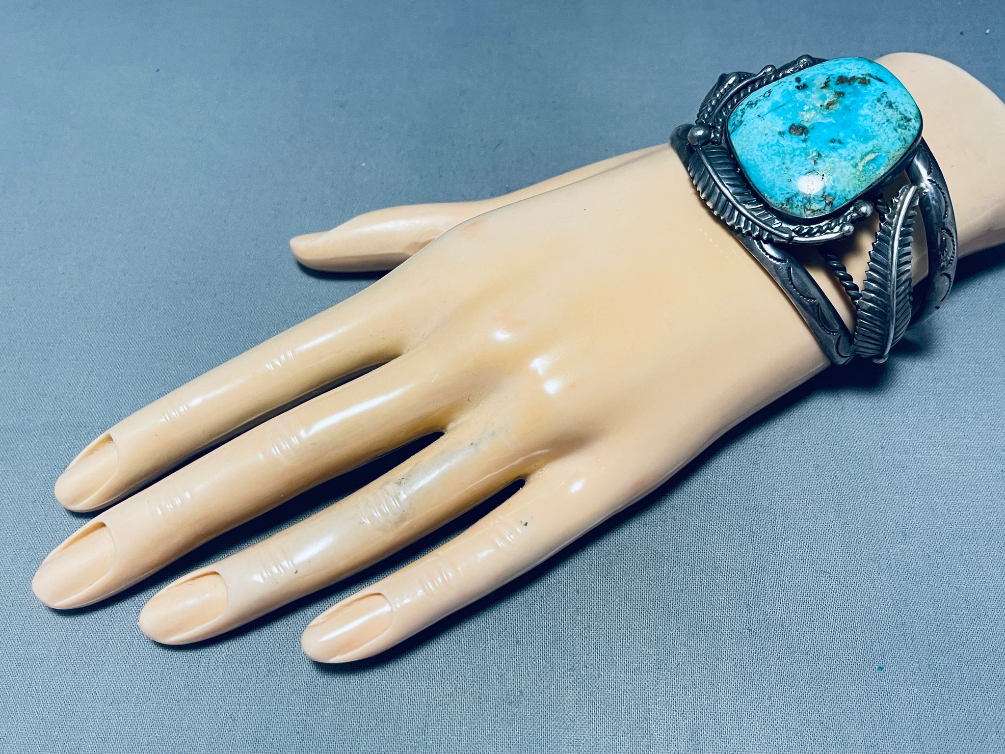 Leaf Jungle!! Vintage Native American Navajo Turquoise Sterling