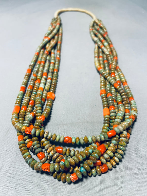 One Of The Best Vintage Santo Domingo Green Turquoise Coral Necklace-Nativo Arts