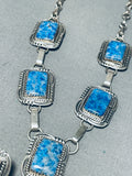 Gasp!! Vintage Native American Navajo Denim Lapis Sterling Silver Necklace Earrings Set-Nativo Arts