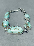 Important Vintage Native American Navajo Turquoise Sterling Silver Link Bracelet-Nativo Arts