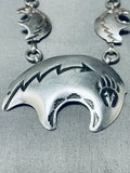 One Of The Most Beauitful Vintage Native American Navajo Bear Sterling Silver Necklace-Nativo Arts