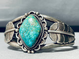 Huge Leaf Flanks!! Vintage Native American Navajo Turquoise Sterling Silver Bracelet-Nativo Arts