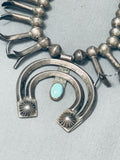 Late 1800's Early 1900's Vintage Native American Navajo Turquoise Squash Blossom Necklace-Nativo Arts