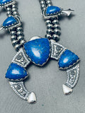 Gorgy Vintage Southwest Denim Lapis Sterling Silver Squash Blossom Necklace-Nativo Arts