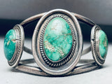 Important Vintage Native American Navajo Carico Lake Turquoise Sterling Silver Bracelet-Nativo Arts