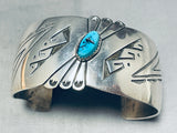 Water Waves!! Vintage Native American Navajo Turquoise Sterling Silver Bracelet-Nativo Arts
