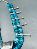 202 Gram Powerful Native American Navajo Turquoise Sterling Islver Squash Blossom Necklace-Nativo Arts