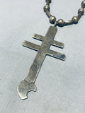 Gasp! Late 1800's/ Early 1900's Vintage Native American Navajo Coin Silver Hand Tooled Necklace-Nativo Arts