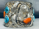 141 Grams Jerr Roan Heavy Vintage Native American Navajo Turquoise Sterling Silver Bracelet-Nativo Arts