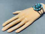 One Of The Most Unique Vintage Native American Zuni Turquoise Inlay Sterling Silver Bracelet-Nativo Arts