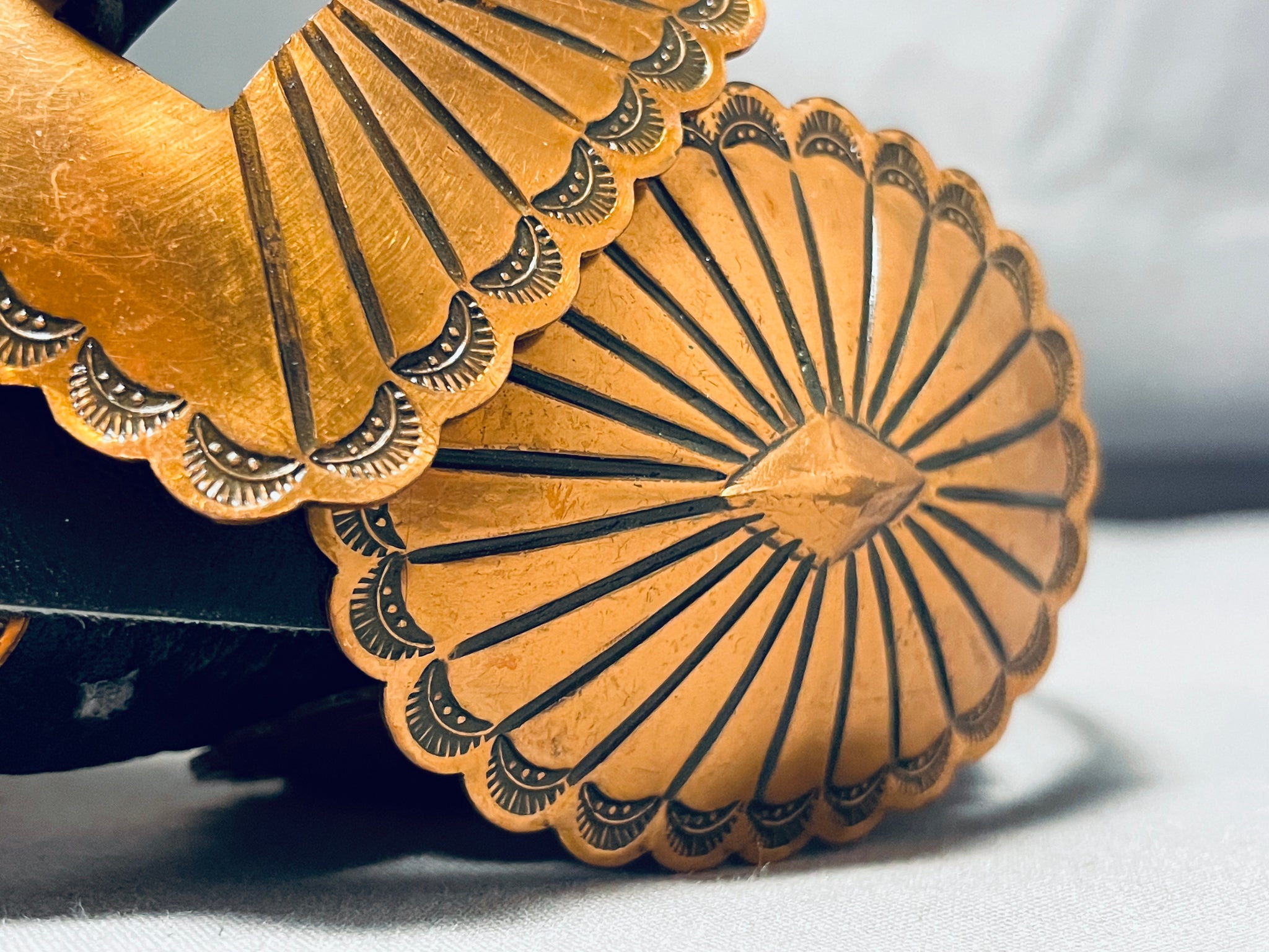 Hand Tooled Vintage Native American Navajo Copper Concho 