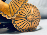Hand Tooled Vintage Native American Navajo Copper Concho Belt Old-Nativo Arts