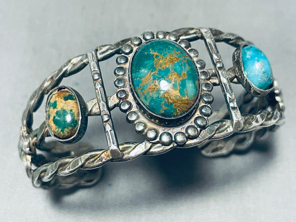 Important Early Vintage Native American Navajo Turquoise Sterling Silver Bracelet-Nativo Arts