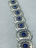 Statement Vintage Native American Navajo Lapis Sterling Silver Shadowbox Pillow Necklace-Nativo Arts