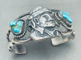 One Of The Most Unique Ever Vintage Native American Navajo Turquoise Sterling Silver Bracelet-Nativo Arts