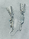 Striking Vintage Native American Navajo Blue Gem Turquoise Sterling Silver Earrings-Nativo Arts