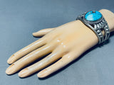 One Of The Best Lucid Blue Turquoise Vintage Navajo Sterling Silver Bracelet-Nativo Arts