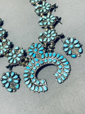 Gasp! Vintage Native American Navajo Turquoise Sterling Silver Squash Blossom Necklace Set-Nativo Arts