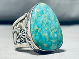 Magnificent Native American Navajo Damale Turquoise Sterling Silver Signed Ring-Nativo Arts