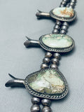 262 Grams Vintage Native American Navajo Turquoise Sterling Silver Squash Blossom Necklace-Nativo Arts
