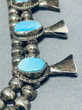Great Price! Vintage Native American Navajo Turquoise Sterling Silver Squahs Blossom Necklace-Nativo Arts