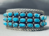 Native American Tremendous Vintage Signed Hopi 33 Morenci Turquoise Sterling Silver Bracelet-Nativo Arts