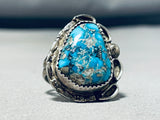 Lovely Vintage Native American Navajo Blue Diamond Turquoise Sterling Silver Ring-Nativo Arts