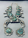 Gasp! 300 Gram Vintage Native American Navajo Turquoise Sterling Silver Squash Blossom Necklace-Nativo Arts