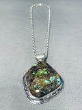 Green & Blue In Same Stone!!!! Very Rare Vintage Native American Navajo Sterling Silver Necklace-Nativo Arts